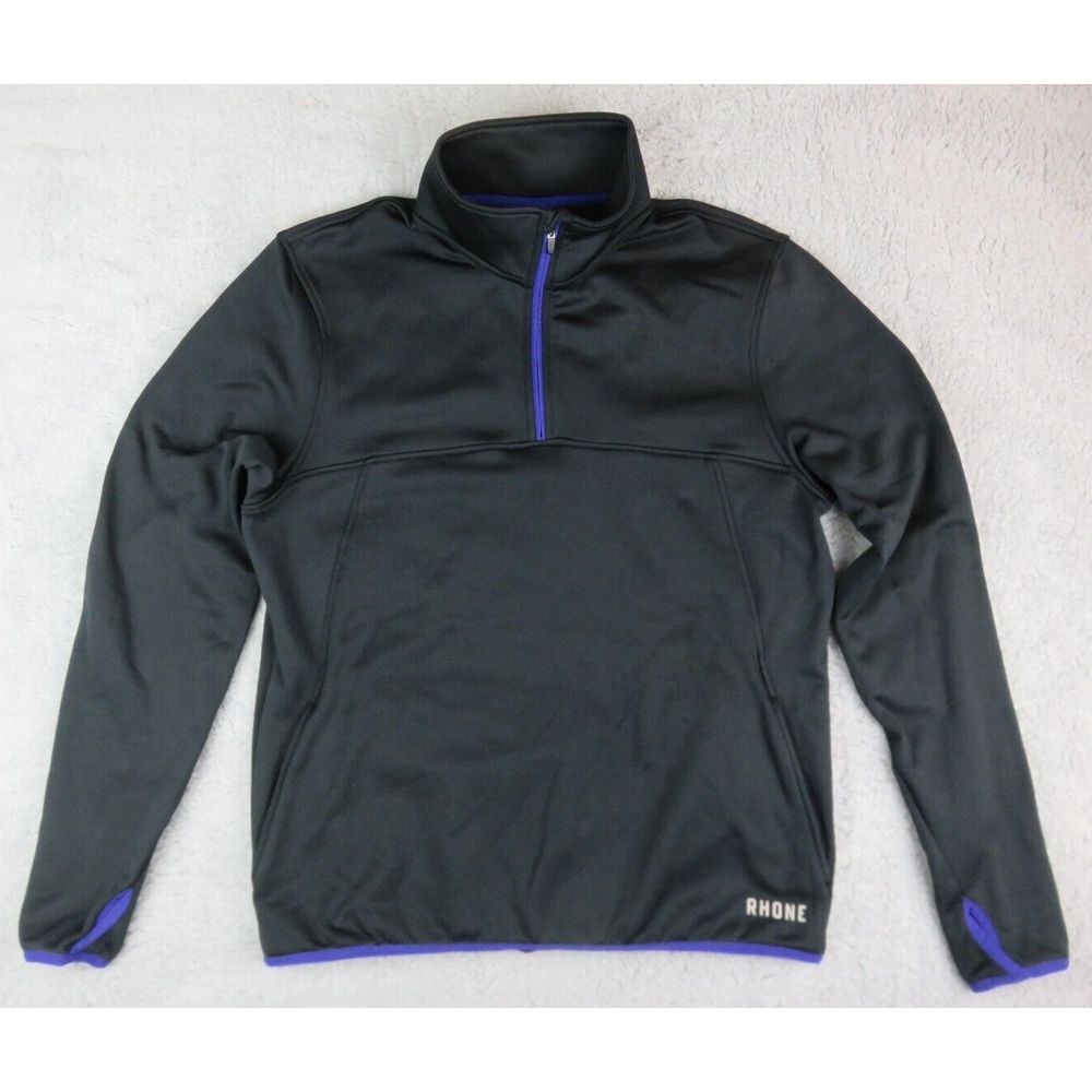 Mens Rhone 1/2 Zip Sweater Size M Black Purple Pullover Polyester Stretch Gym